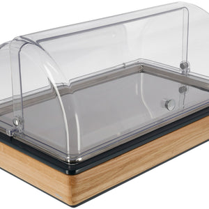 witrynka chłodząca Montana dąb stal szlachetna 1/1; Größe GN 1/1, 57x36.5x27.4 cm (DxSxW); dąb/transparentny/stal nierdzewna; prostokątny