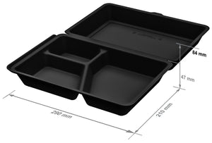 lunch box do wielokrotnego użytku Hotaka 3-dzielny; 800ml, 21x29x8.4 cm (DxSxW); czarny; prostokątny; 18 sztuka / opakowanie