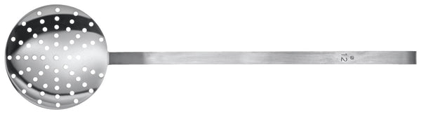 łyżka cedzakowa Valuo z długim uchwytem; 14 cm (Ø); srebro