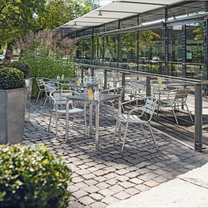 krzesło aluminiowe Limona z podłokietnikami; 53x57x73 cm (SxGxW); siedzisko srebro, stelaż srebro; 4 sztuka / opakowanie