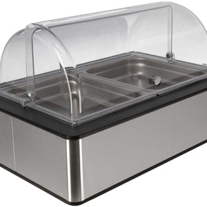 witrynka chłodząca Fundale antracyt 6,5 cm stal szlachetna 2 x 1/2; Größe GN 1/1, 63x42.5x27.4 cm (DxSxW); antracyt/transparentny/stal nierdzewna; prostokątny