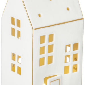 LED-Lichthaus Alnesa; 9.2x8.9x18.4 cm (DxSxW); biały/złoto