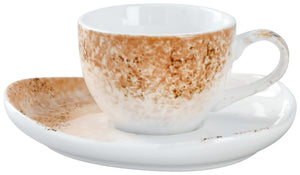 spodek do filiżanki do espresso Purior; 12.5x11x2.1 cm (DxSxW); biały/brązowy; owalny; 6 sztuka / opakowanie
