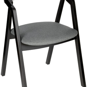 Stapelstuhl Calma Stoff Buchenholz schwarz lackiert; 54x53x79 cm (SxGxW); siedzisko szary