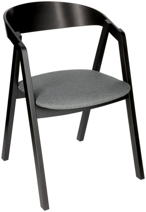 Stapelstuhl Calma Stoff Buchenholz schwarz lackiert; 54x53x79 cm (SxGxW); siedzisko szary