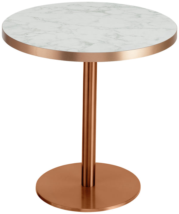 Beistelltisch Marvani Tischgestell Edelstahl kupfer; 46.5x50 cm (WxØ); Platte biały/miedź/marmurkowy