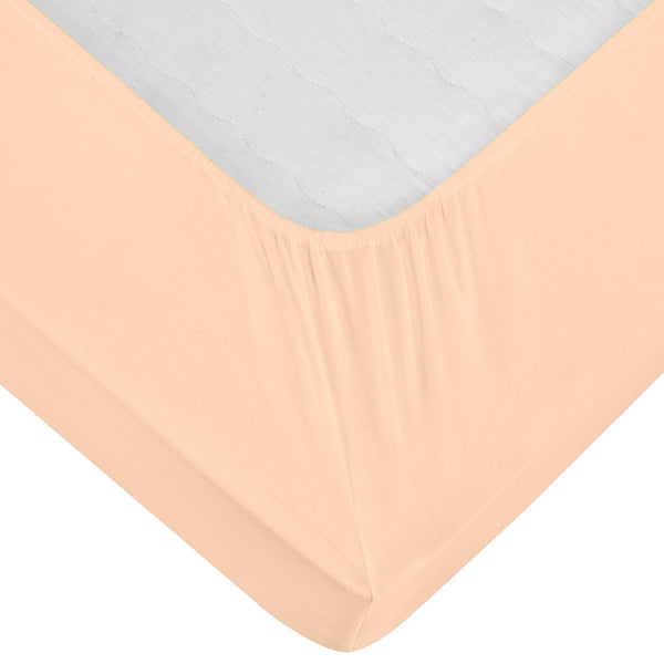 prześcieradło z gumką Jersey; 140-160x190-200 cm (SxD); morela