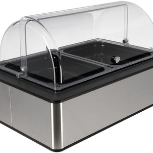 witrynka chłodząca Fundale antracyt 6,5 cm melamina czarna 2 x 1/2; Größe GN 1/1, 63x42.5x27.4 cm (DxSxW); antracyt/transparentny/biały; prostokątny