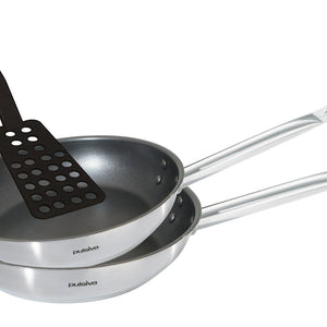 zestaw patelni Chef z łopatką 3-częściowy; 24x5 cm (ØxW); srebro/czarny