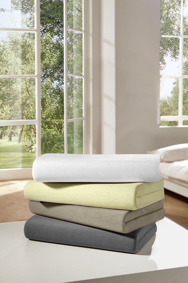 prześcieradło z gumką Elastik-Jersey; 90-100x200-220 cm (SxD); taupe