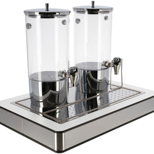 dyspenser do soków Fundale biały podwójny 1/1; Größe GN 1/1, 57x36.5x50.5 cm (DxSxW); transparentny/stal nierdzewna; prostokątny