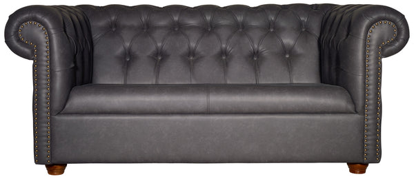 sofa 2-osobowa Chesterfield z nogami; 167x97x72.5 cm (SxGxW); siedzisko antracyt, stelaż brązowy