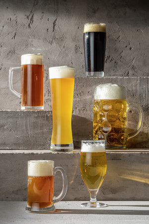 kufel do piwa Reno Ottica; 495ml, 7.3x17.5 cm (ØxW); transparentny; 0.4 l Füllstrich, 6 sztuka / opakowanie