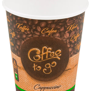 kubek To Go Kawa Lungo; 280ml, 8x9.2 cm (ØxW); brązowy; 50 sztuka / opakowanie