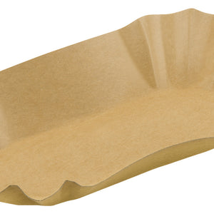 miska z tektury  owalny z barierą przeciwtłuszczową; 17.5x10.5x3 cm (DxSxW); brązowy; owalny; 250 sztuka / opakowanie