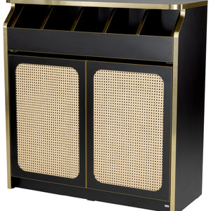 Besteckschrank Ravena schwarz; 100x40x105 cm (SxGxW); naturalny/czarny/złoto; stelaż naturalny/czarny/złoto