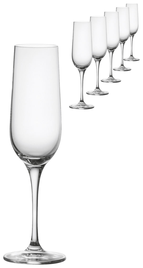 kieliszek do szampana Chateau ze znacznikiem pojemności; 180ml, 4.3x21.9 cm (ØxW); transparentny; 0.1 l Füllstrich, 6 sztuka / opakowanie