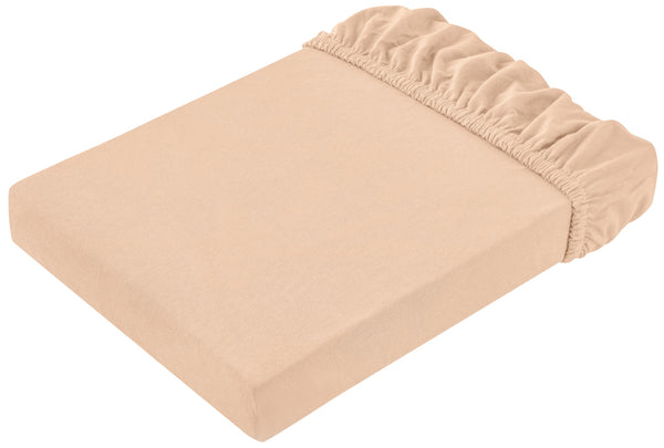 prześcieradło z gumką Jersey; 140-160x190-200 cm (SxD); morela