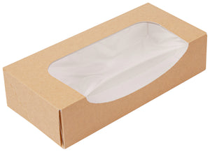 pudełko na sushi The Pack z okienkiem; 19.7x9x4.5 cm (DxSxW); brązowy; prostokątny; 50 sztuka / opakowanie
