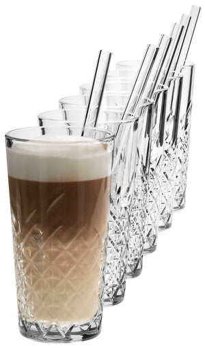 zestaw do latte macchiato 12 częściowy; 360ml, 7.9x14.7 cm (ØxW); transparentny