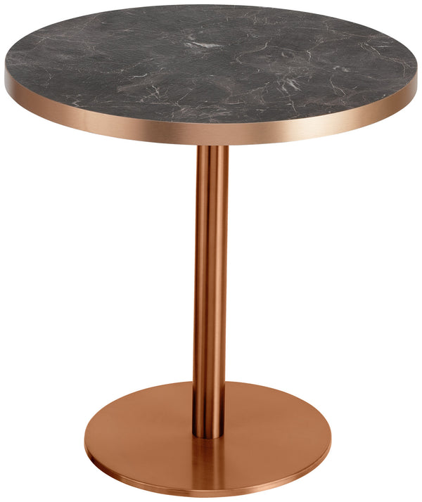 Beistelltisch Marvani Tischgestell Edelstahl kupfer; 46.5x50 cm (WxØ); Platte miedź/marmurkowy/czarny