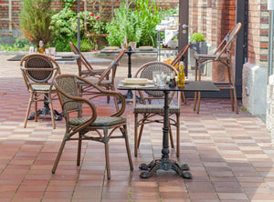 krzesło Tolia z podłokietnikami; 58x58x81.5 cm (SxGxW); siedzisko tytoń, stelaż ciemny brąz; 2 sztuka / opakowanie