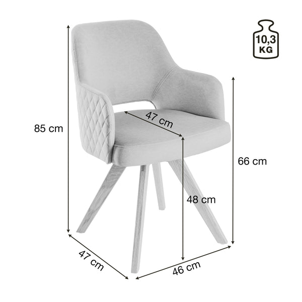 Drehstuhl Twist Samt; 46x47x85 cm (SxGxW); siedzisko szary