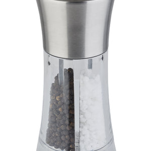 młynek do soli i pieprzu 2 in 1; 7.5x19 cm (ØxW); srebro/transparentny