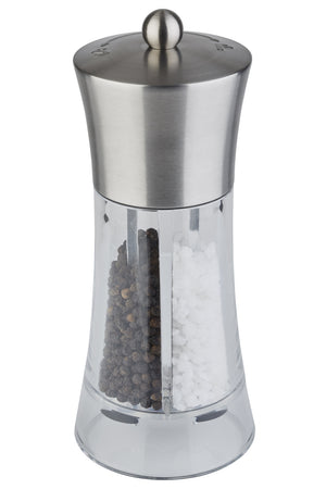 młynek do soli i pieprzu 2 in 1; 7.5x19 cm (ØxW); srebro/transparentny