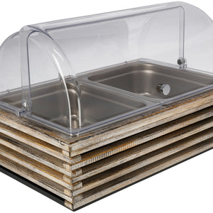 witrynka chłodząca Natchez 10 cm stal szlachetna 2 x 1/2; Größe GN 1/1, 57.5x37x27.7 cm (DxSxW); biały vintage/transparentny/stal nierdzewna; prostokątny