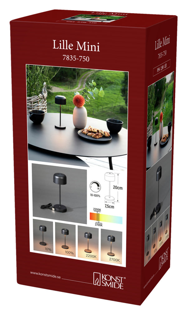 lampa stołowa LED Lille mini; 7.5x20 cm (ØxW); czarny