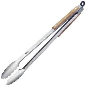 szczypce do grillowania Classic Wood; 44x4x3.7 cm (DxSxW); srebro/brązowy