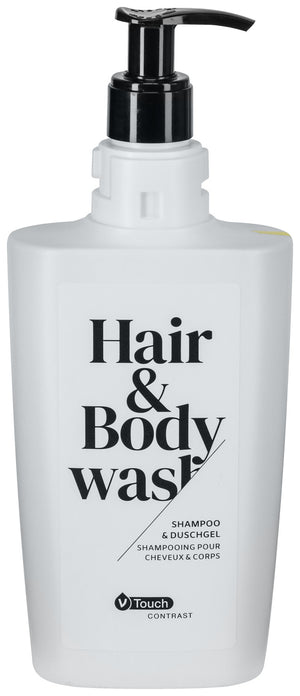 szampon i żel pod prysznic Contrast w dozowniku z pompką 2 w 1; 400 ml; żółty; 24 sztuka / opakowanie