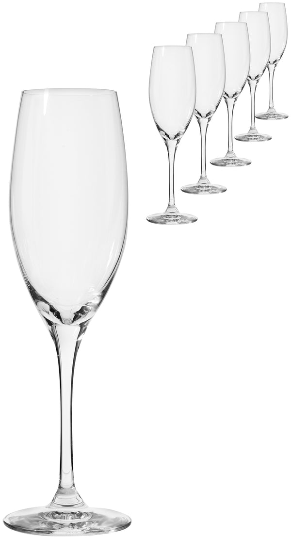 kieliszek do szampana Chateau ze znacznikiem pojemności; 250ml, 4.8x21.6 cm (ØxW); transparentny; 0.1 l Füllstrich, 6 sztuka / opakowanie