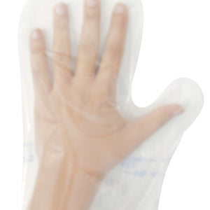 rękawice higieniczne kształt pięści; 25 cm (D); transparentny; 100 sztuka / opakowanie