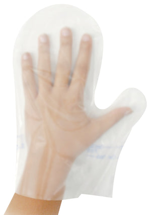 rękawice higieniczne kształt pięści; 25 cm (D); transparentny; 100 sztuka / opakowanie