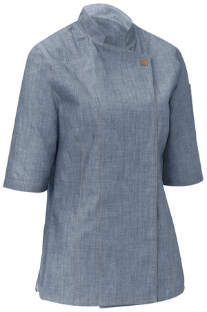 bluza kucharska damska Scott Denim krótki rękaw ; Kleidergröße 50; jasny dżins