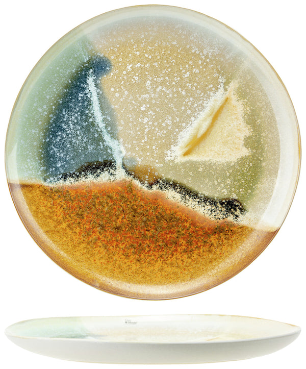 talerz płaski Miro; 27 cm (Ø); brązowy/beżowy/piasek/zielony/niebieski; okrągły; 4 sztuka / opakowanie