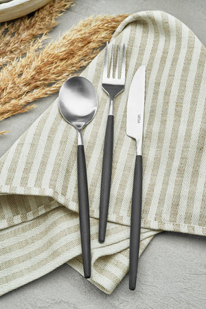 łyżka stołowa Turin; 22.2 cm (D); stal nierdzewna/czarny, Griff czarny; 12 sztuka / opakowanie