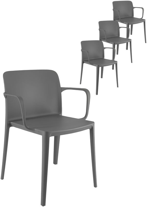 krzesło plastikowe Rigg z podłokietnikami; 57x55x78 cm (SxGxW); czarny; 4 sztuka / opakowanie