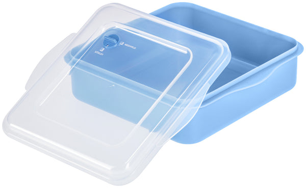 lunch box do wielokrotnego użytku Takao; 2000ml, 22x21x7 cm (DxSxW); niebieski/transparentny; kwadrat; 25 sztuka / opakowanie