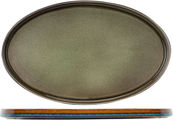 talerz płytki Quintana owalny; 35.5x23.5 cm (DxS); zielony; owalny; 2 sztuka / opakowanie