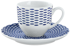 spodek do filiżanki do espresso Mixor ze wzorem; 12 cm (Ø); niebieski/biały; okrągły; 6 sztuka / opakowanie