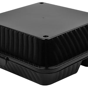 pojemnik na menu do wielokrotnego użytku Eco-Takeout trzydzielny, z wysoką pokrywą; 23x23x9 cm (DxSxW); czarny; kwadrat; 12 sztuka / opakowanie