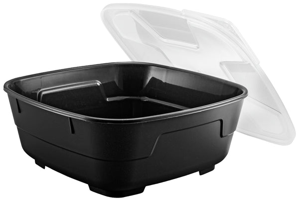 pojemnik na menu do wielokrotnego użytku Goodbowl; 1300ml, 18.5x18.5x7.6 cm (DxSxW); antracyt; kwadrat; 5 sztuka / opakowanie