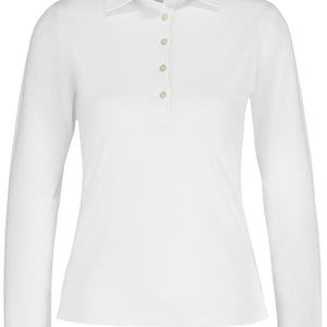 Poloshirt Damen Langarm Malme Regular Fit; Kleidergröße M; biały