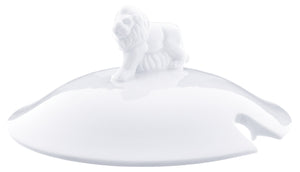 pokrywa do wazy z głową lwa Matur; 22 cm (Ø); biały; okrągły