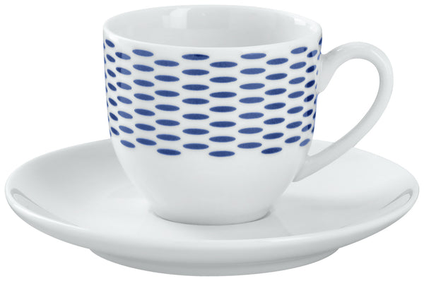 filiżanka do espresso Mixor ze wzorem; 100ml, 6.2x5.5 cm (ØxW); biały/niebieski; okrągły; 6 sztuka / opakowanie