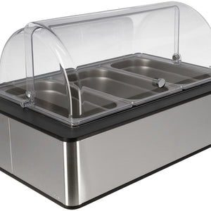 witrynka chłodząca Fundale antracyt 10 cm stal szlachetna 3 x 1/3; Größe GN 1/1, 63x42.5x33.9 cm (DxSxW); antracyt/transparentny/stal nierdzewna; prostokątny