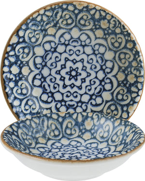 miseczka Alhambra; 50ml, 9x2 cm (ØxW); niebieski/biały/brązowy; okrągły; 24 sztuka / opakowanie